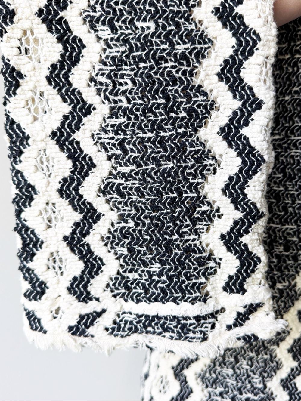 Calypso St. Barth Black and White Zigzag Crochet Minidress - Picture 12 of 16